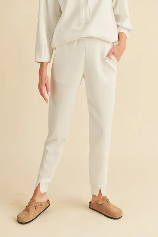 Elastic Waist Joggers in Cream