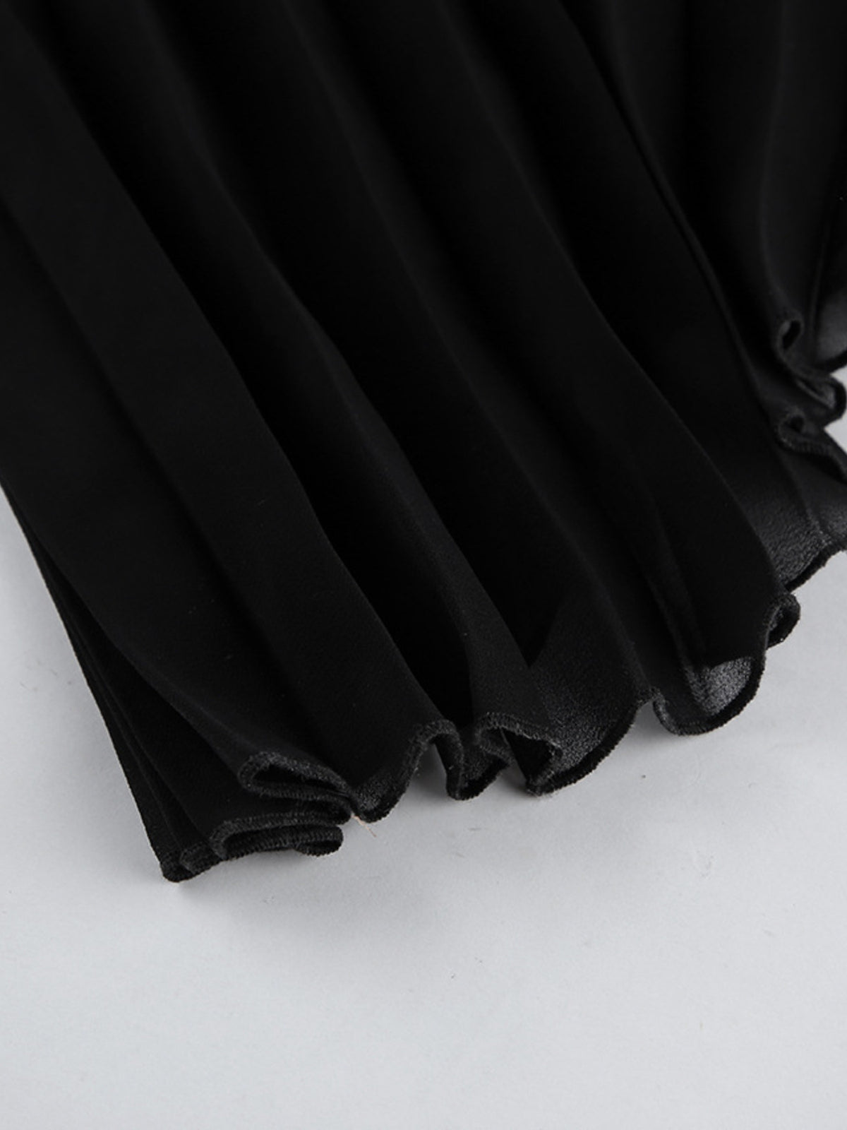 Asymmetrical Pleated Tube Mini Dress in Black