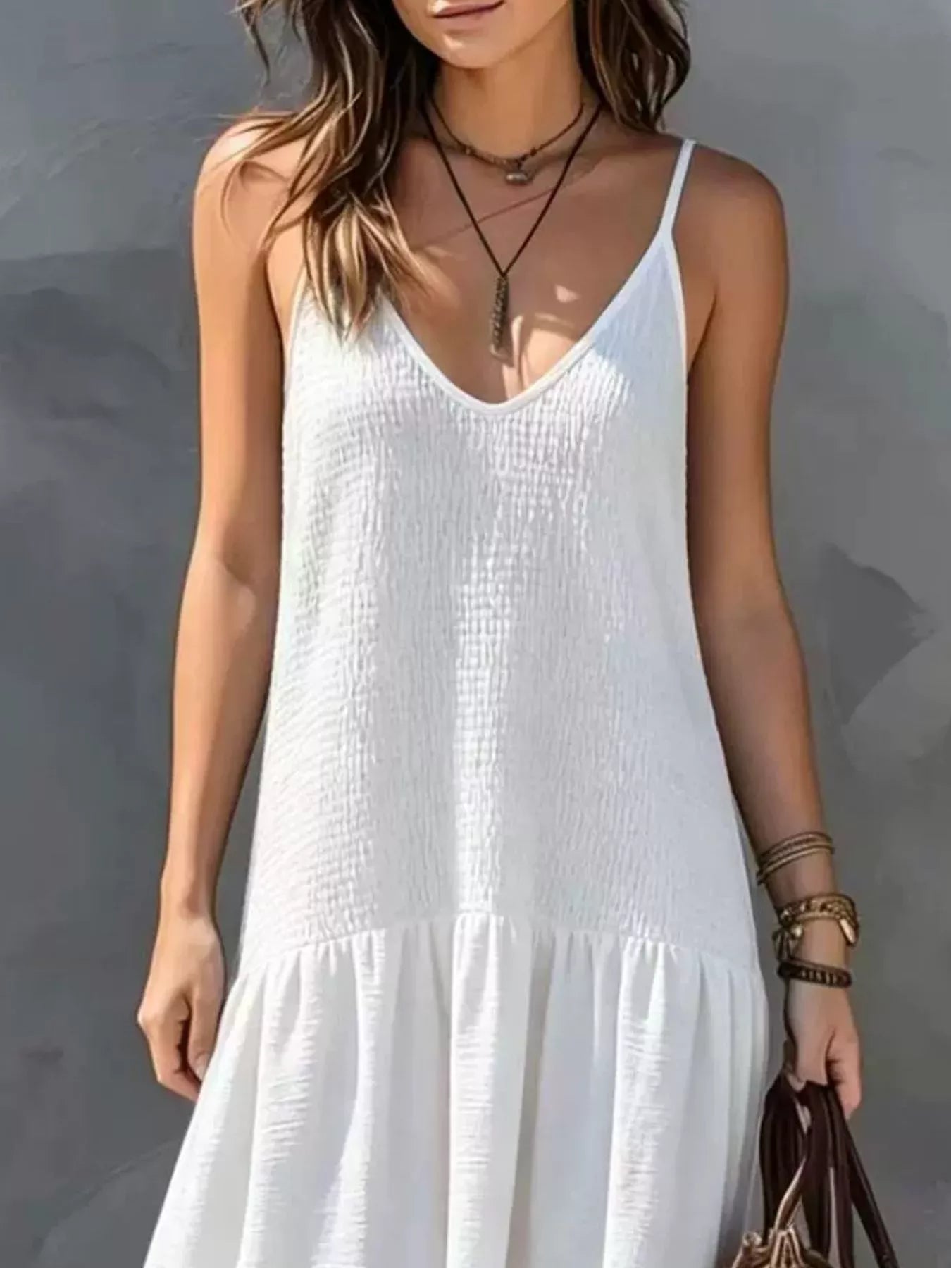Smocked V-Neck Maxi Dress