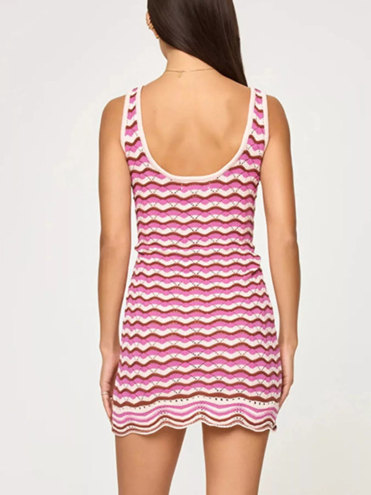Chevron Knit Tank Dress in Fuchsia Pink by D&J Apparel