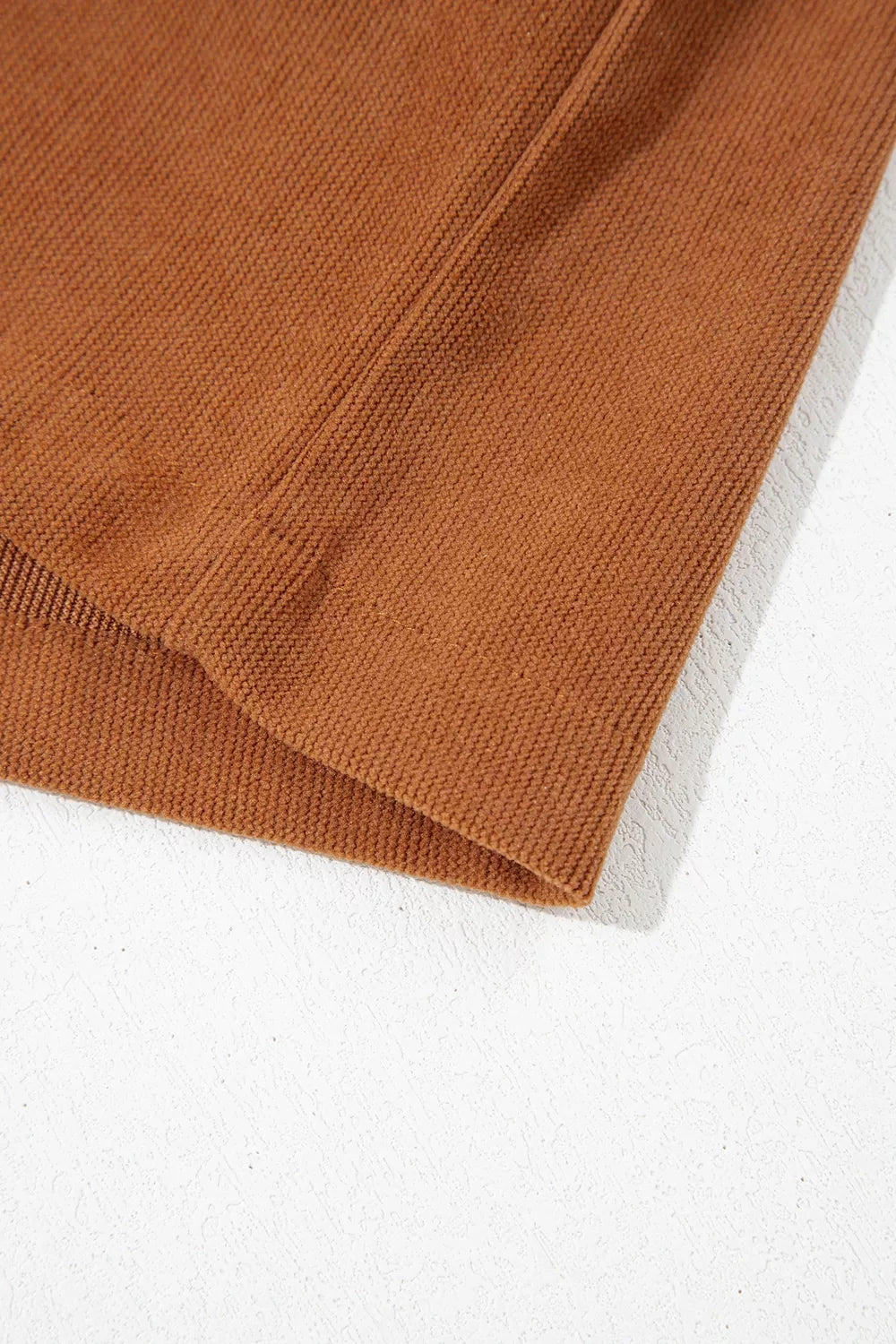 Tie V-Neck Corduroy Romper in Caramel
