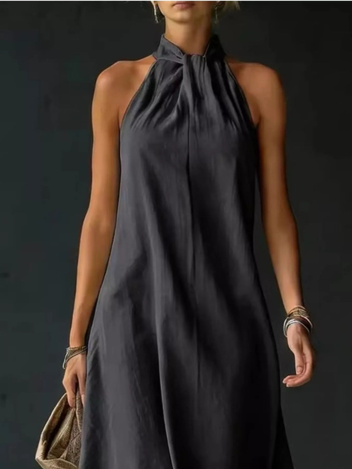 Halter Neck Maxi Dress, Plus Size