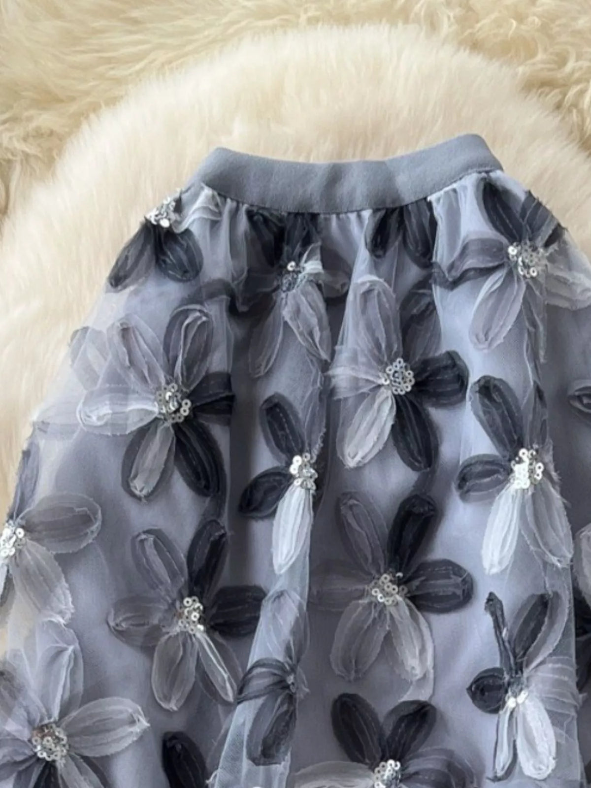 Floral Mesh Layered Skirt