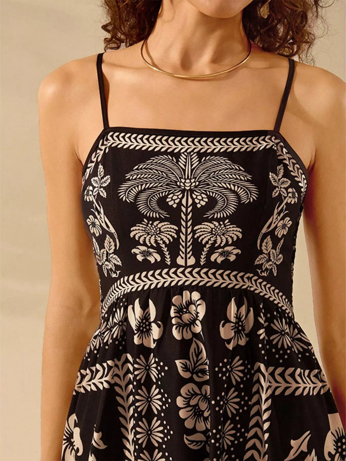 Floral Spaghetti Strap Maxi Dress in Black