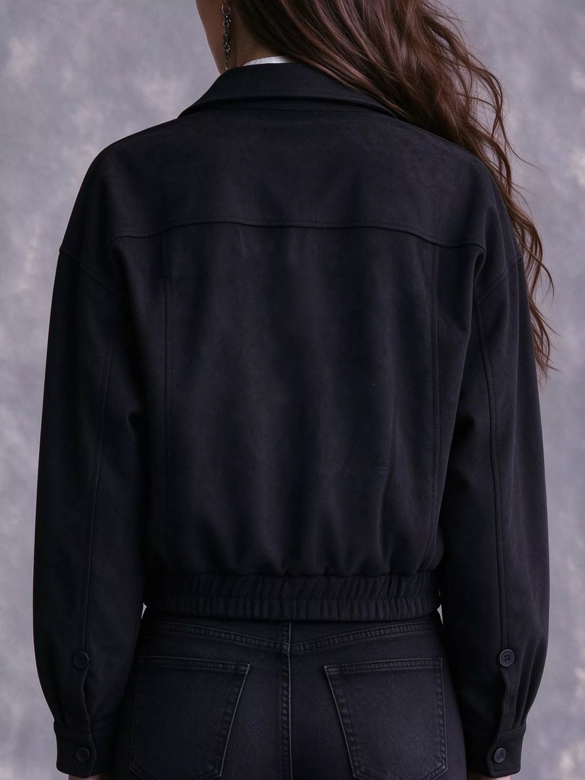 Zip-Up Bomber Jacket in Black