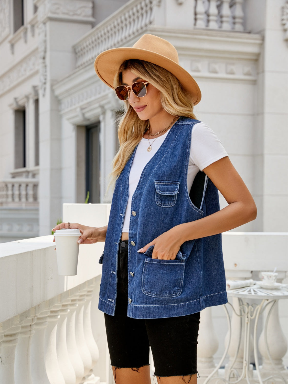 Button-Down Denim Vest in Medium by Manny