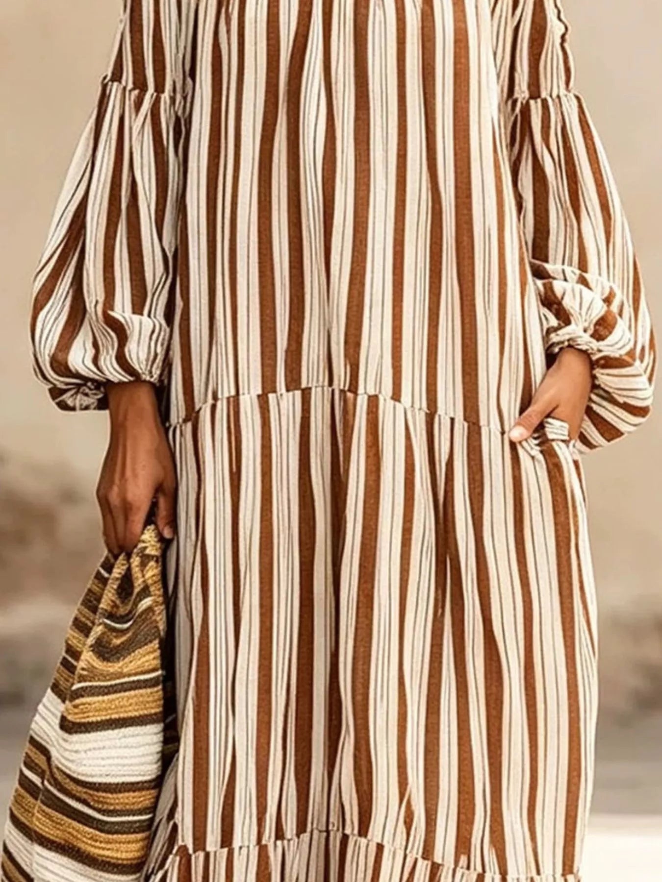 Striped Off-Shoulder Maxi Dress