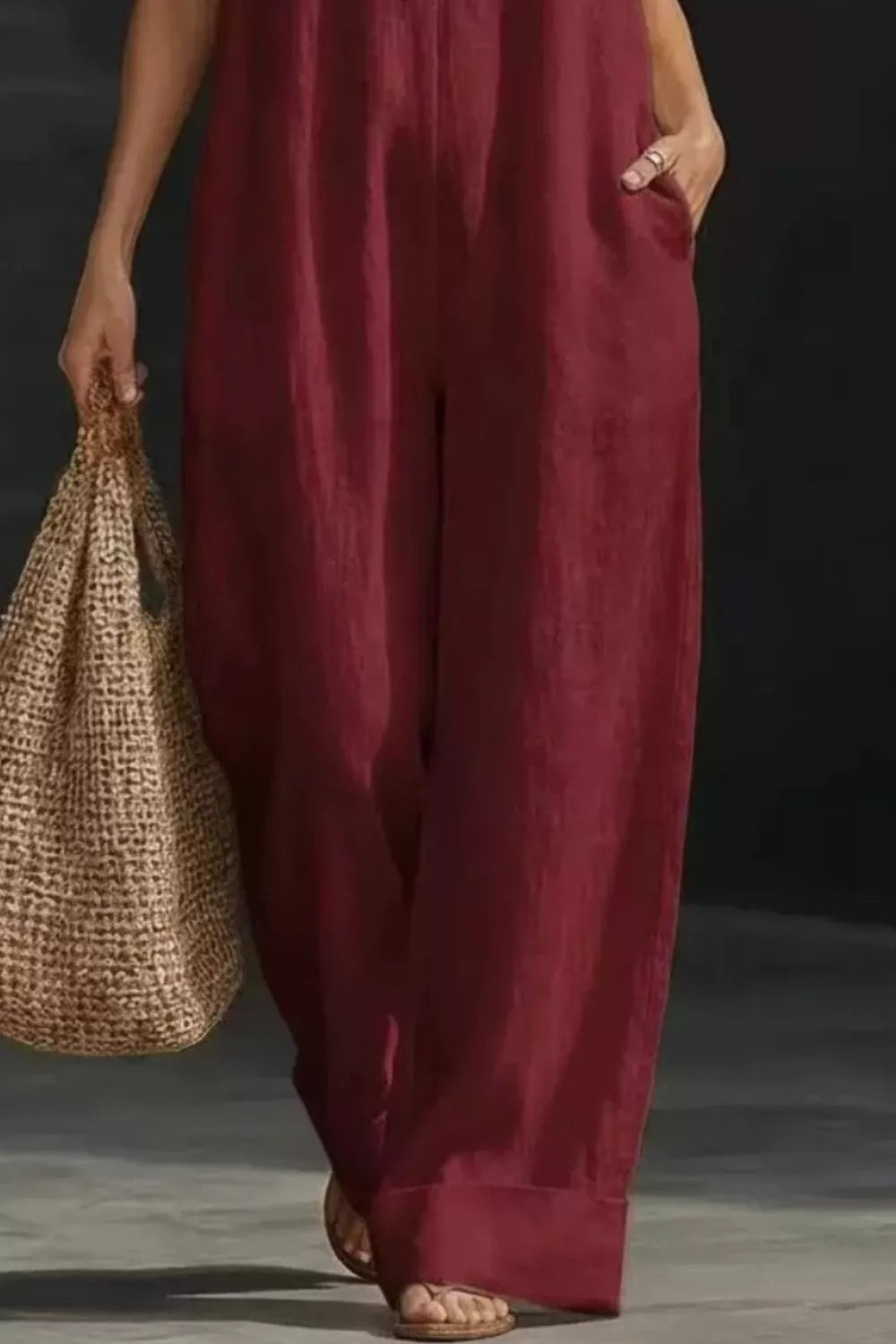 Sleeveless Wide Leg Jumpsuit with Pockets