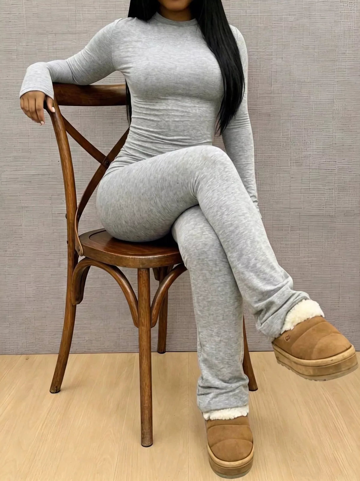Long Sleeve Crop Top and Leggings Set