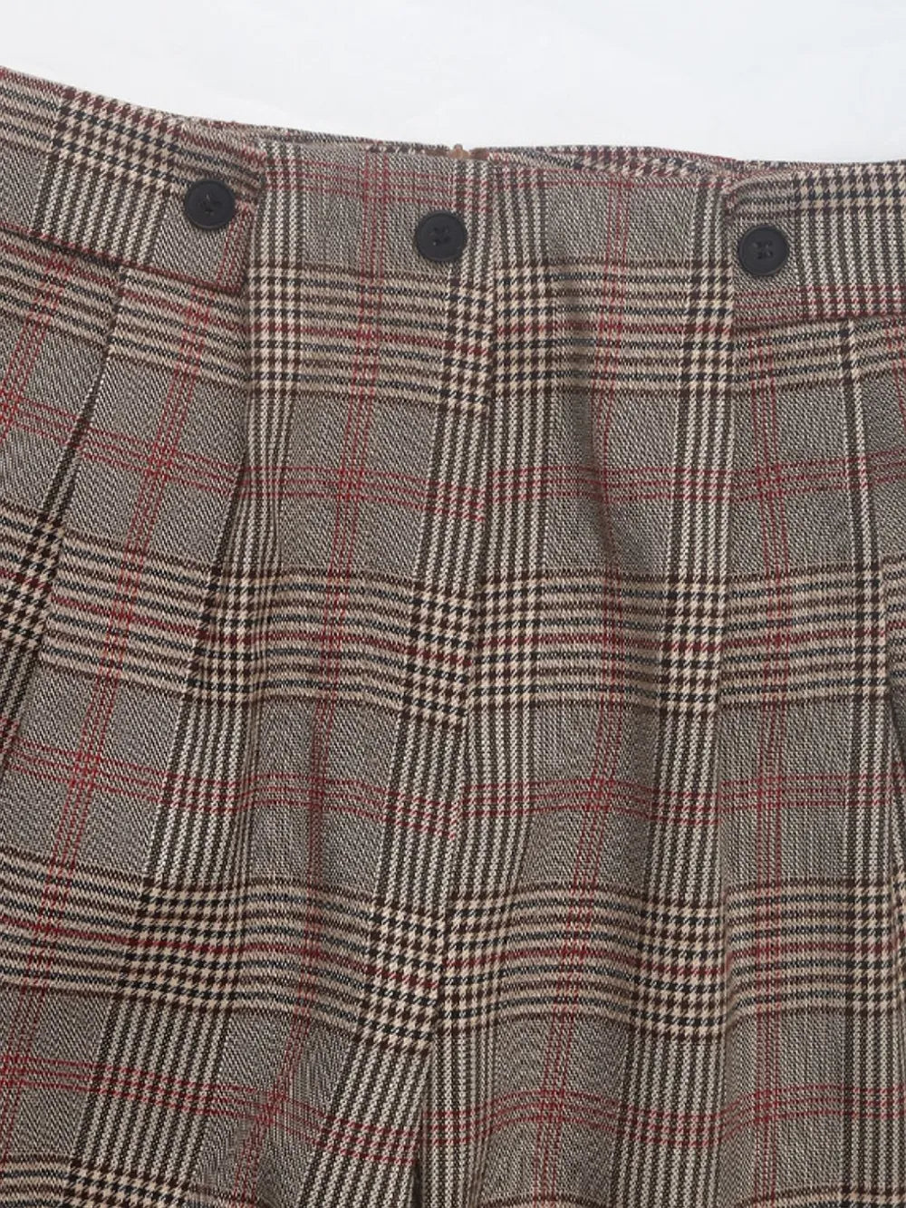 Plaid Straight Pants in Taupe