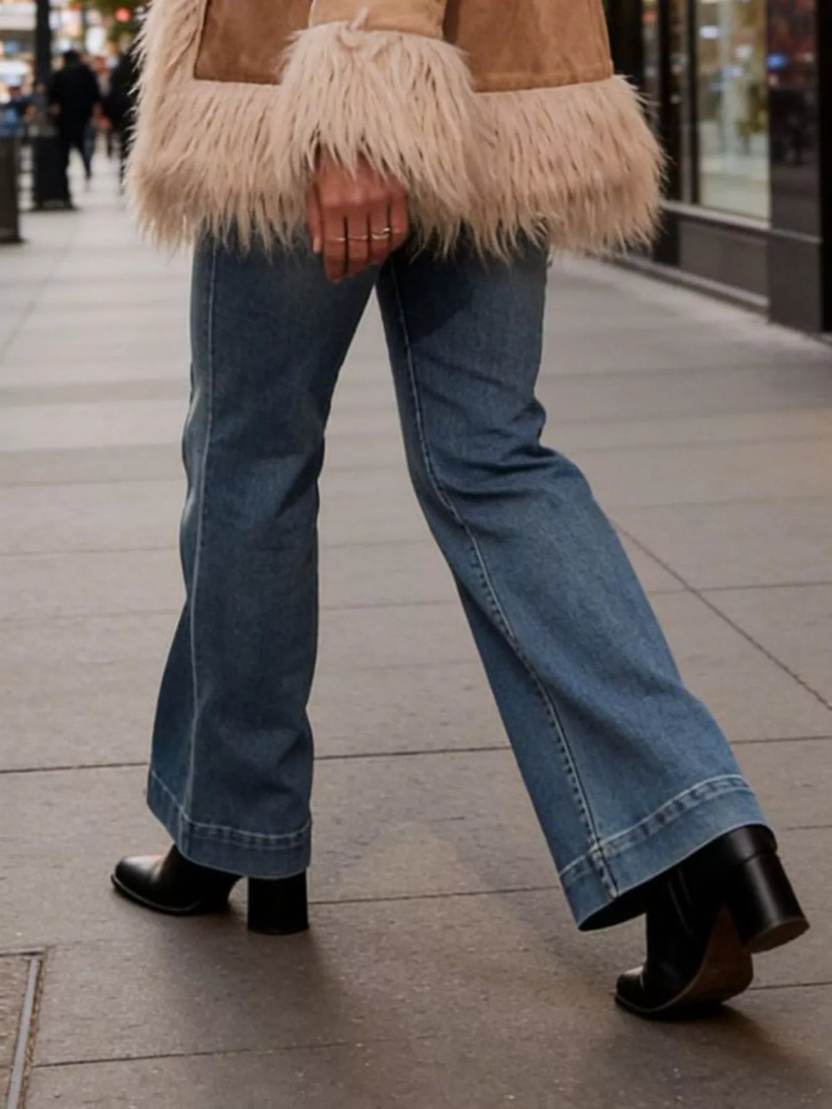 High-Waisted Flare Leg Jeans in Blue