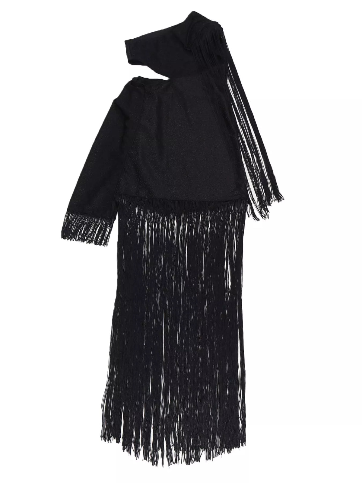 One-Shoulder Cutout Fringe Bodycon Dress