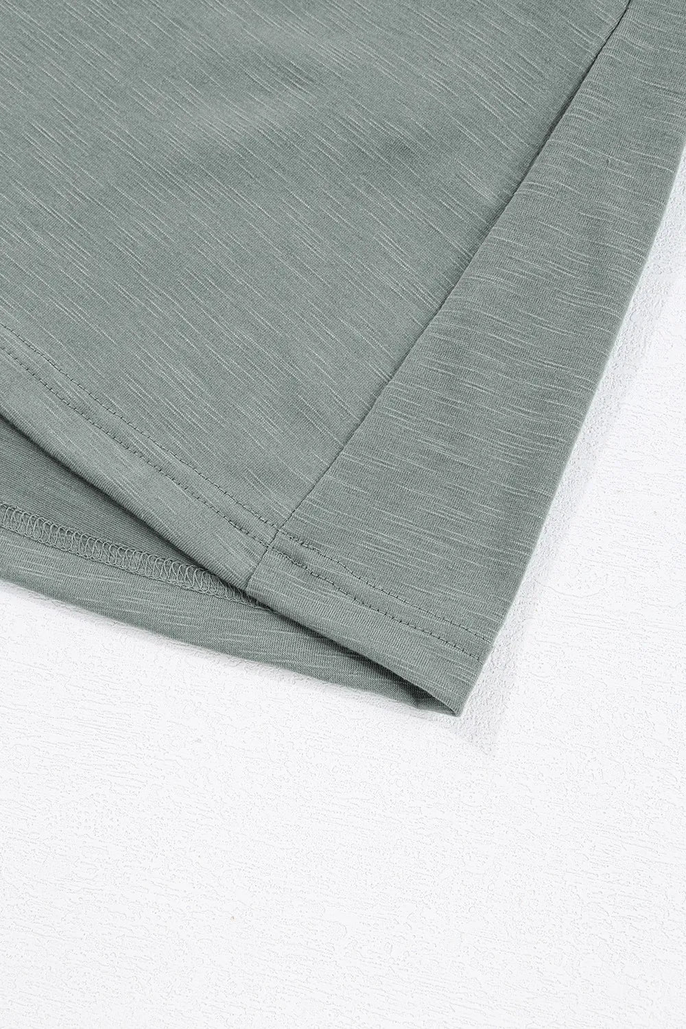 Frilled Round Neck T-Shirt Dress in Sage