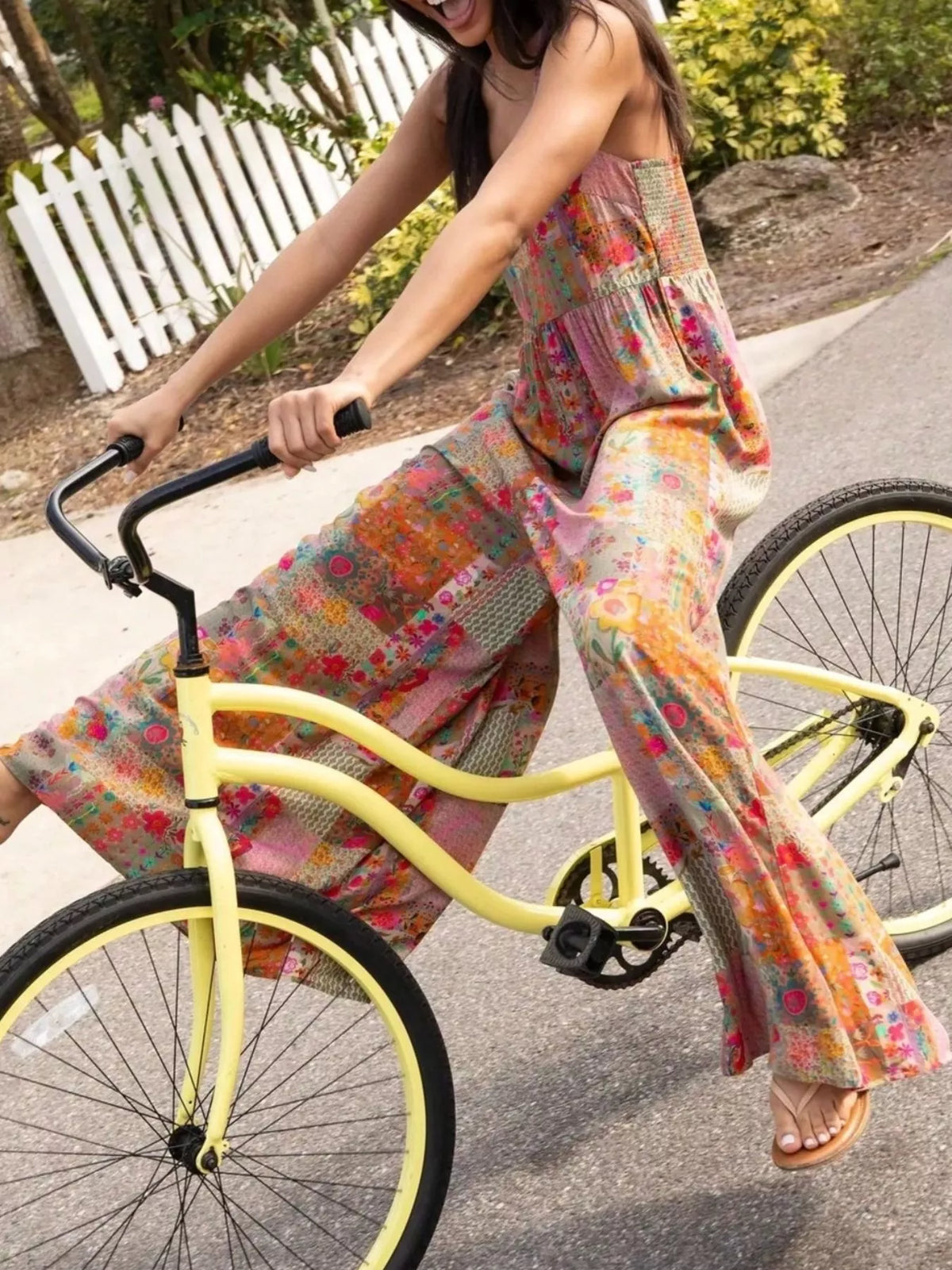 Patchwork Wide Leg Jumpsuit in Orange Red