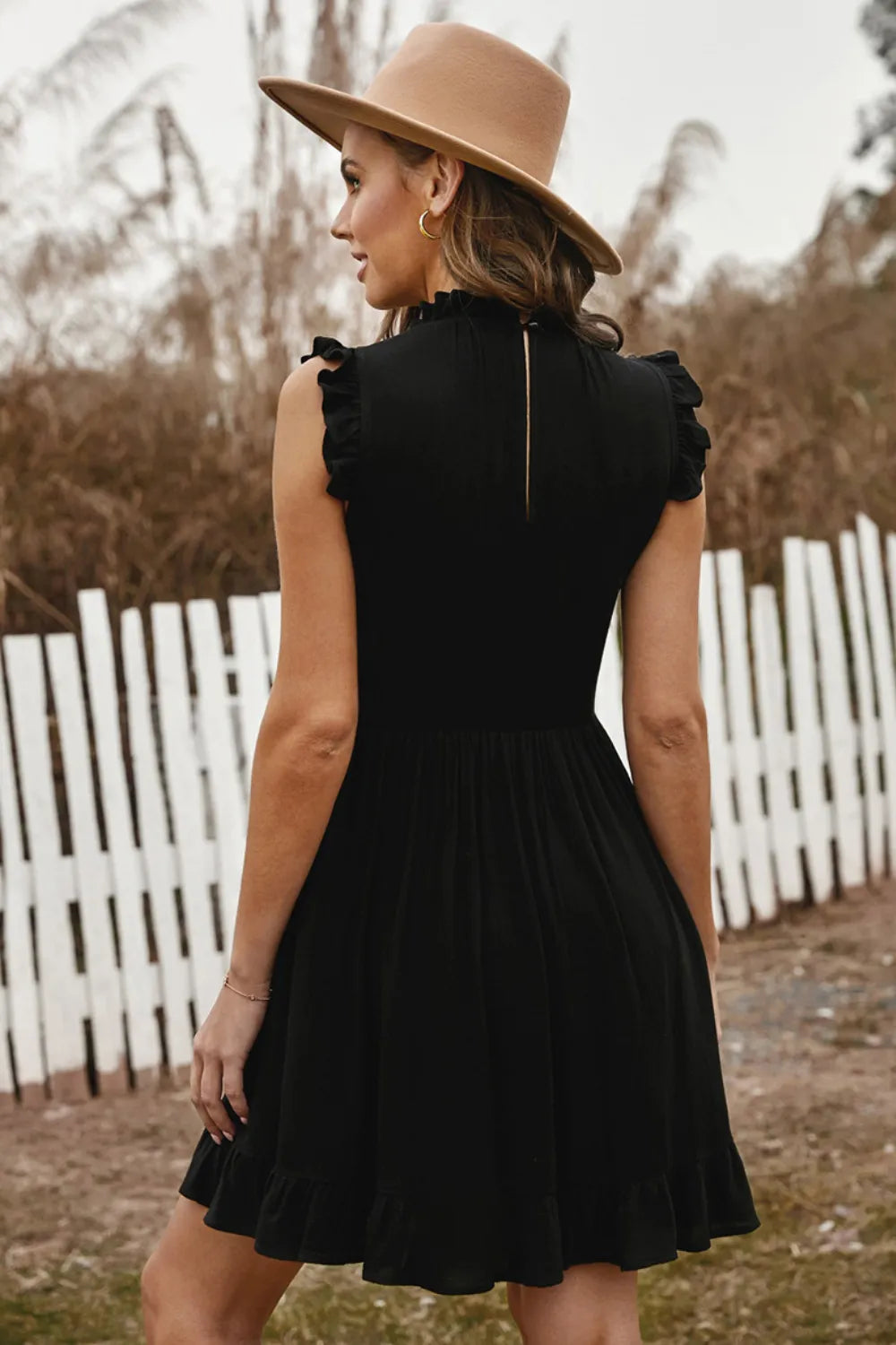 Ruffled Sleeveless Mini Dress
