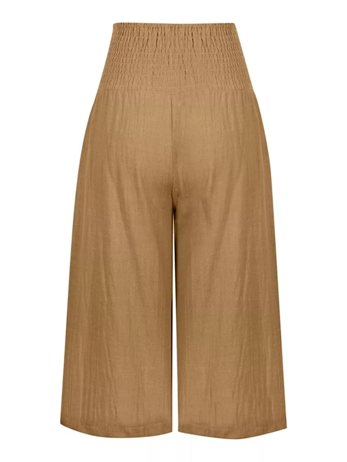 Smocked Wide-Leg Capri Pants