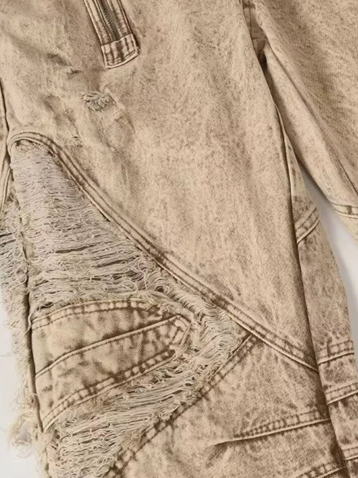 Wide-Leg Distressed Jeans in Khaki, Plus Size