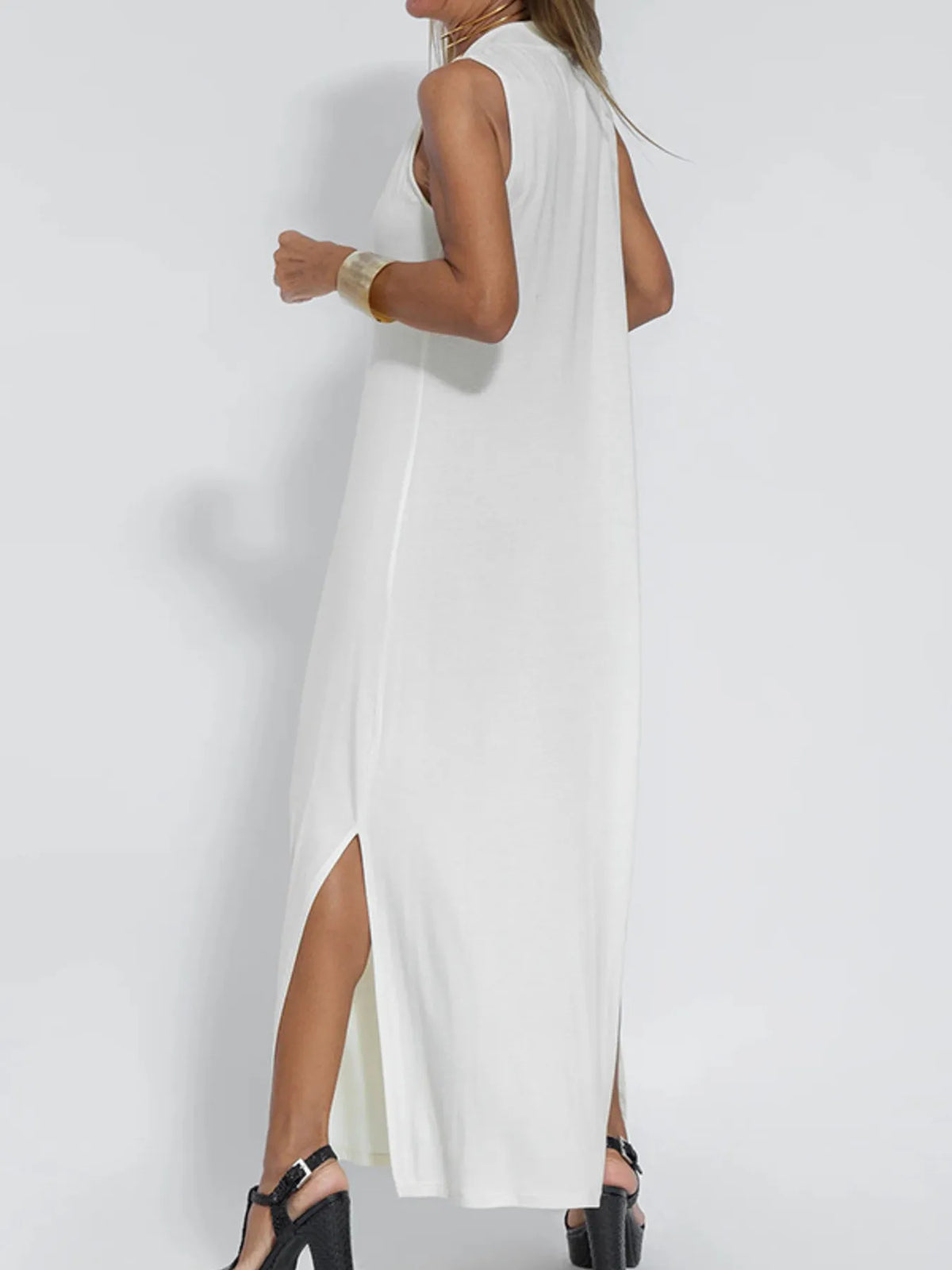 V-Neck Sleeveless Maxi Dress with Slit