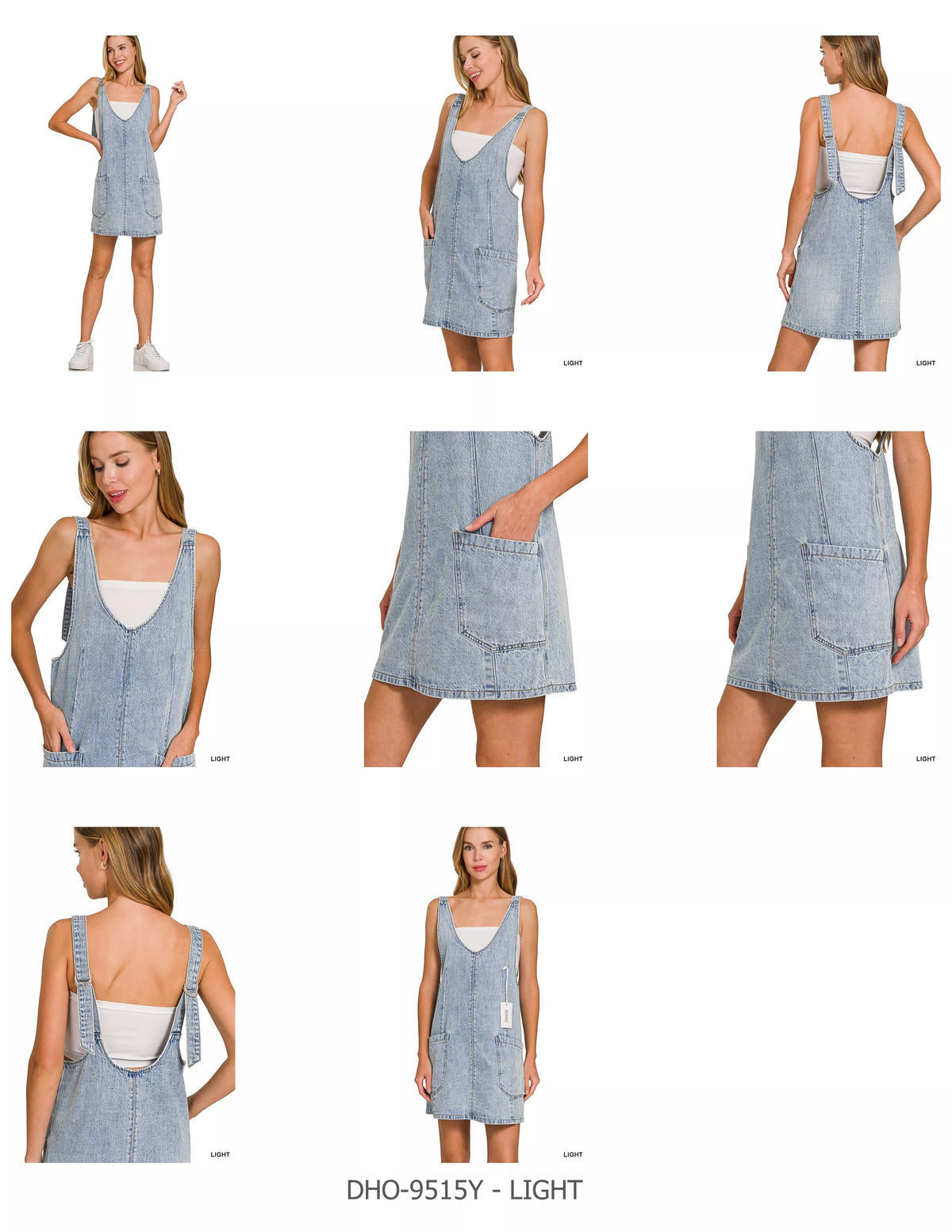 Zenana Denim Overall Dress in Light