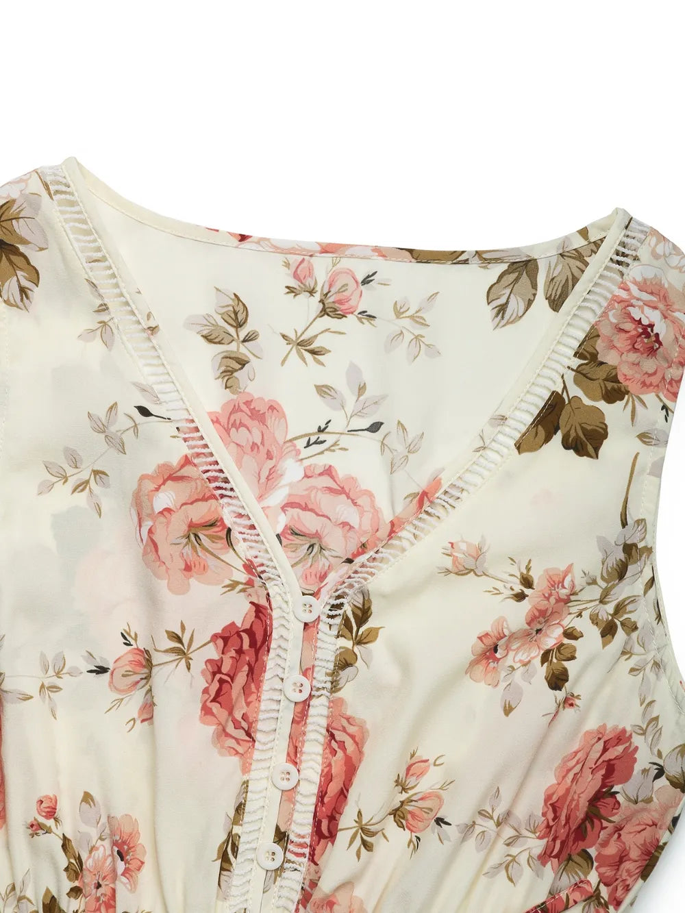 Tiered Ruffled Hem V-Neck Dress in Cream
