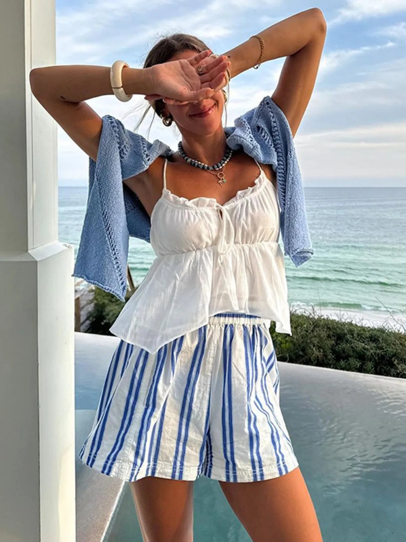 Striped High-Waist Summer Shorts