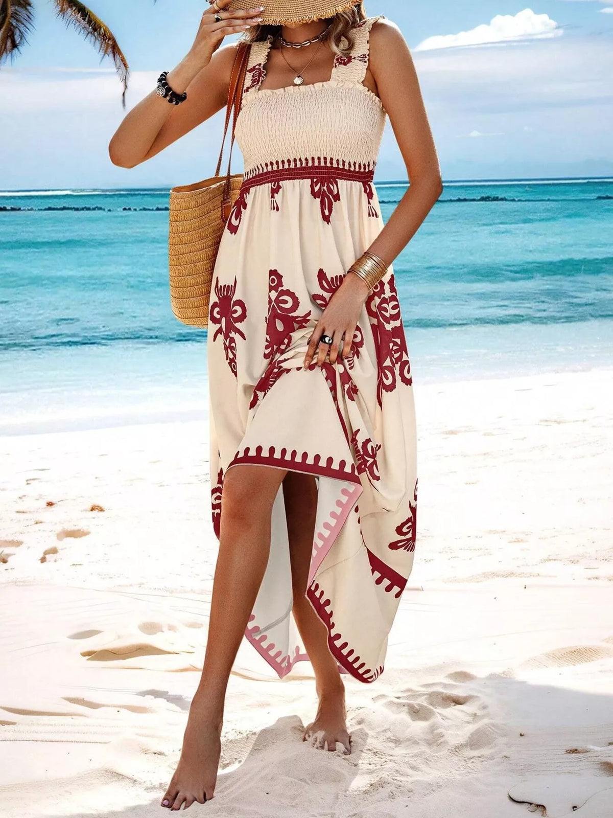Smocked Square Neck Maxi Dress