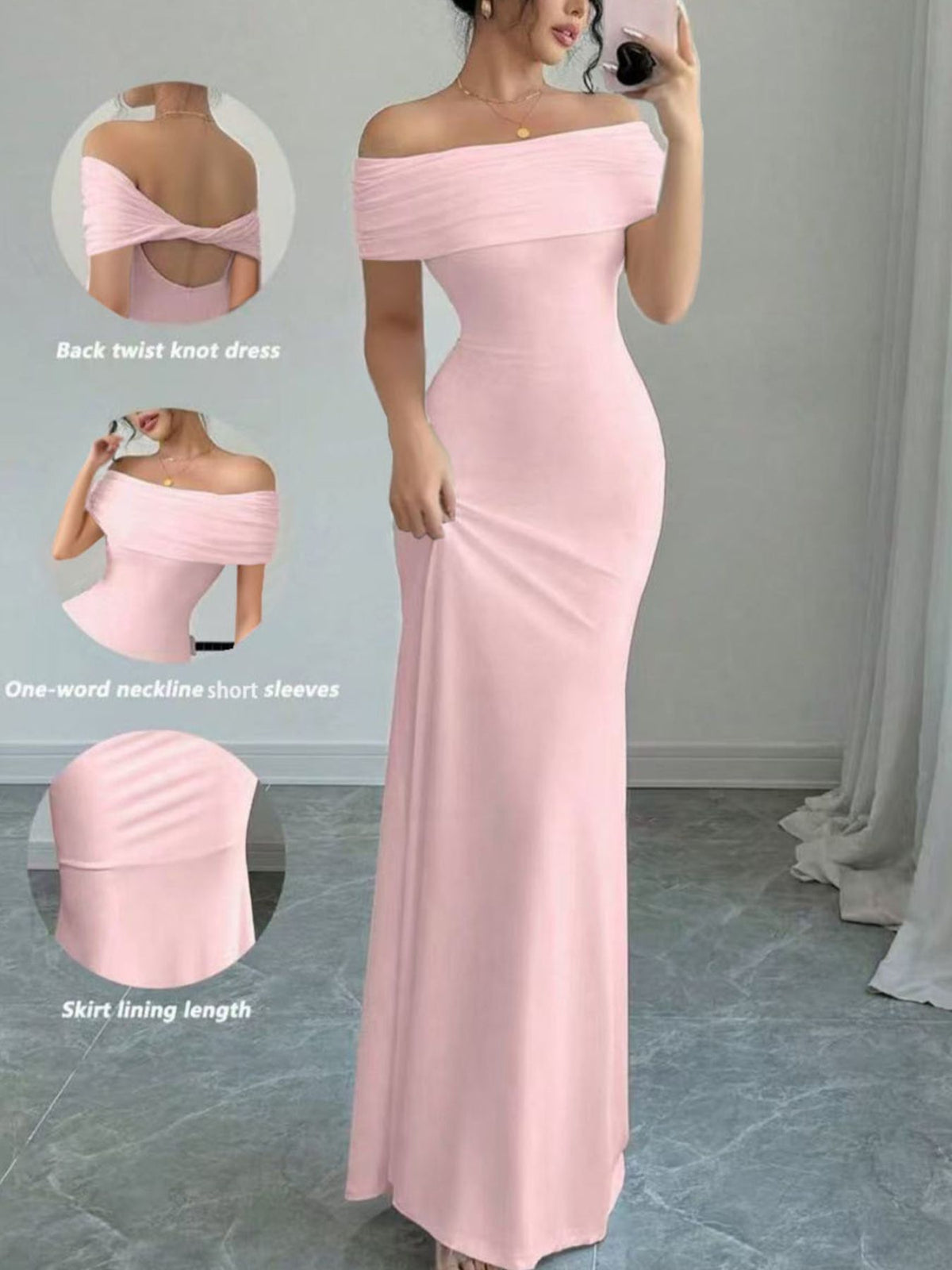 Off-Shoulder Backless Bodycon Maxi Dress