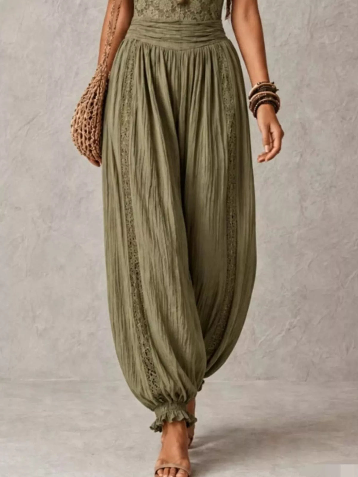 Boho Lace Corset Jumpsuit with Harem Pants