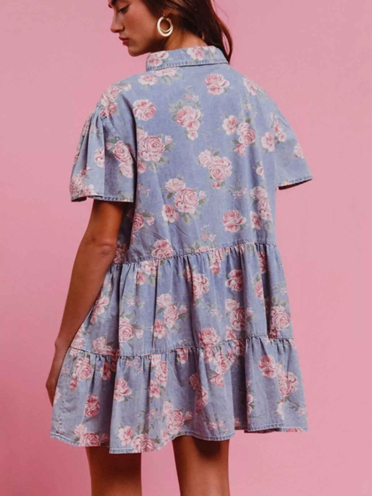 Floral Print Tiered Mini Dress