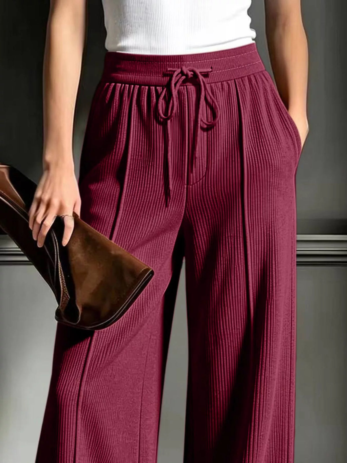 High-Waisted Wide-Leg Corduroy Pants