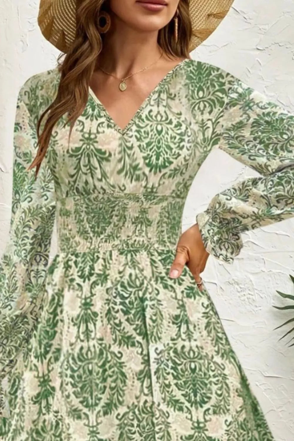 Long Sleeve V-Neck Maxi Dress