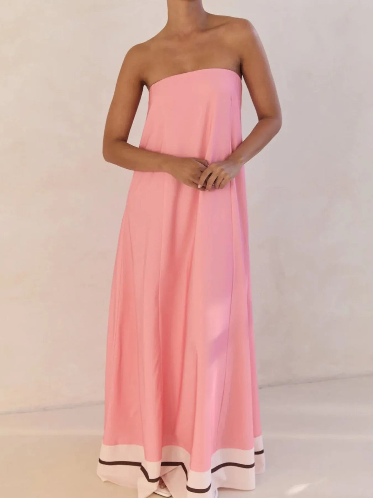 Smocked Printed Tube Maxi Dress