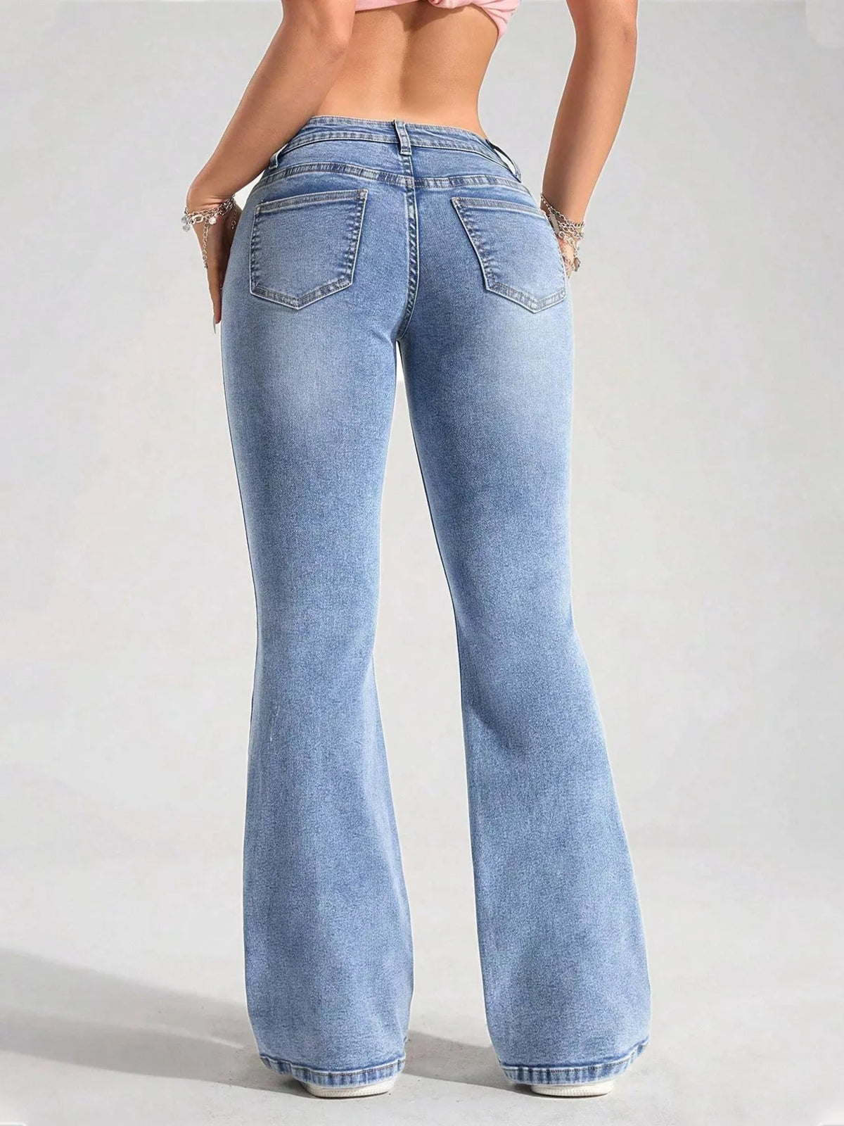Washed Flare Leg Jeans in Blue