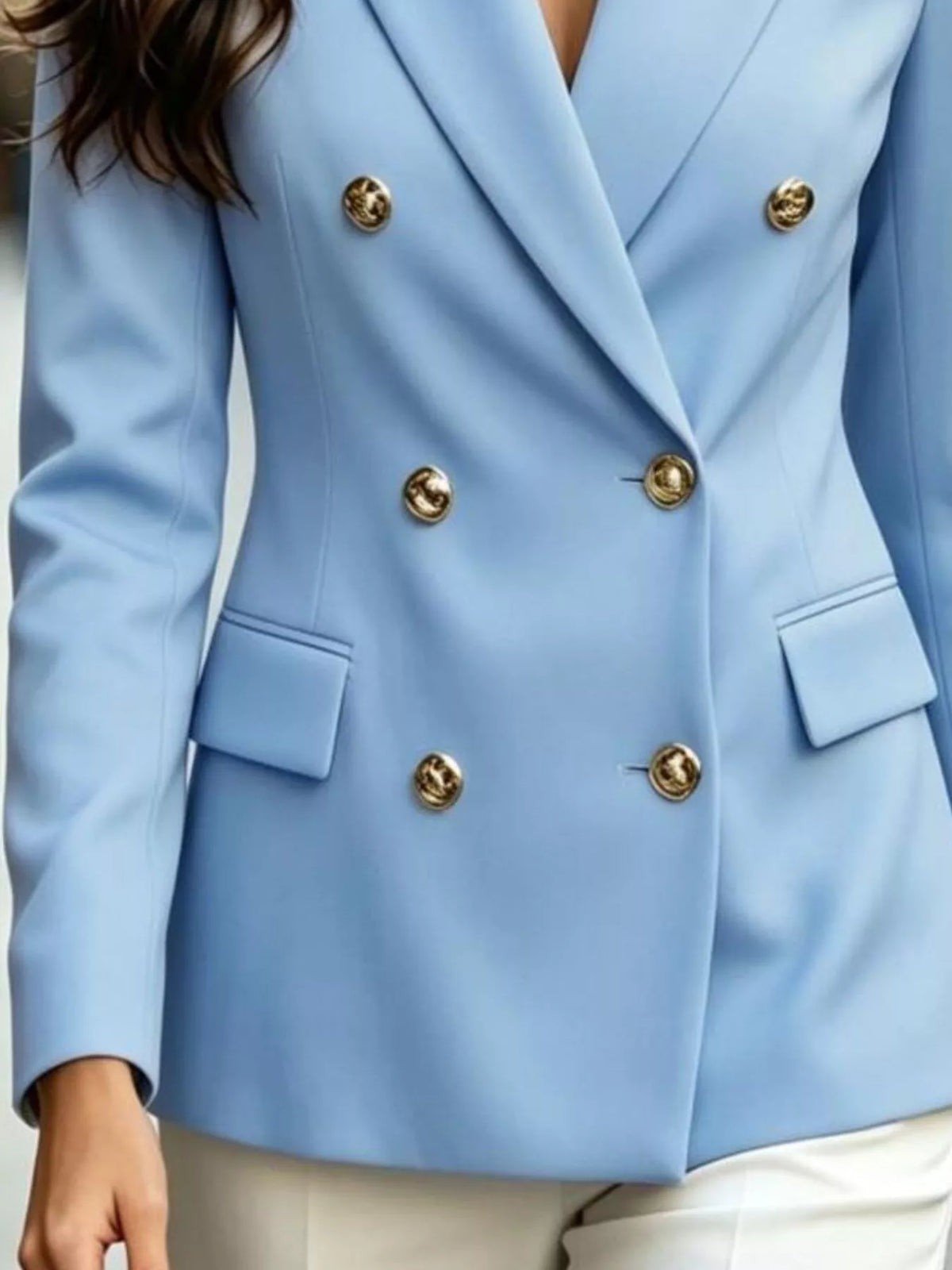 Double-Breasted Blazer with Leopard Print Lapel
