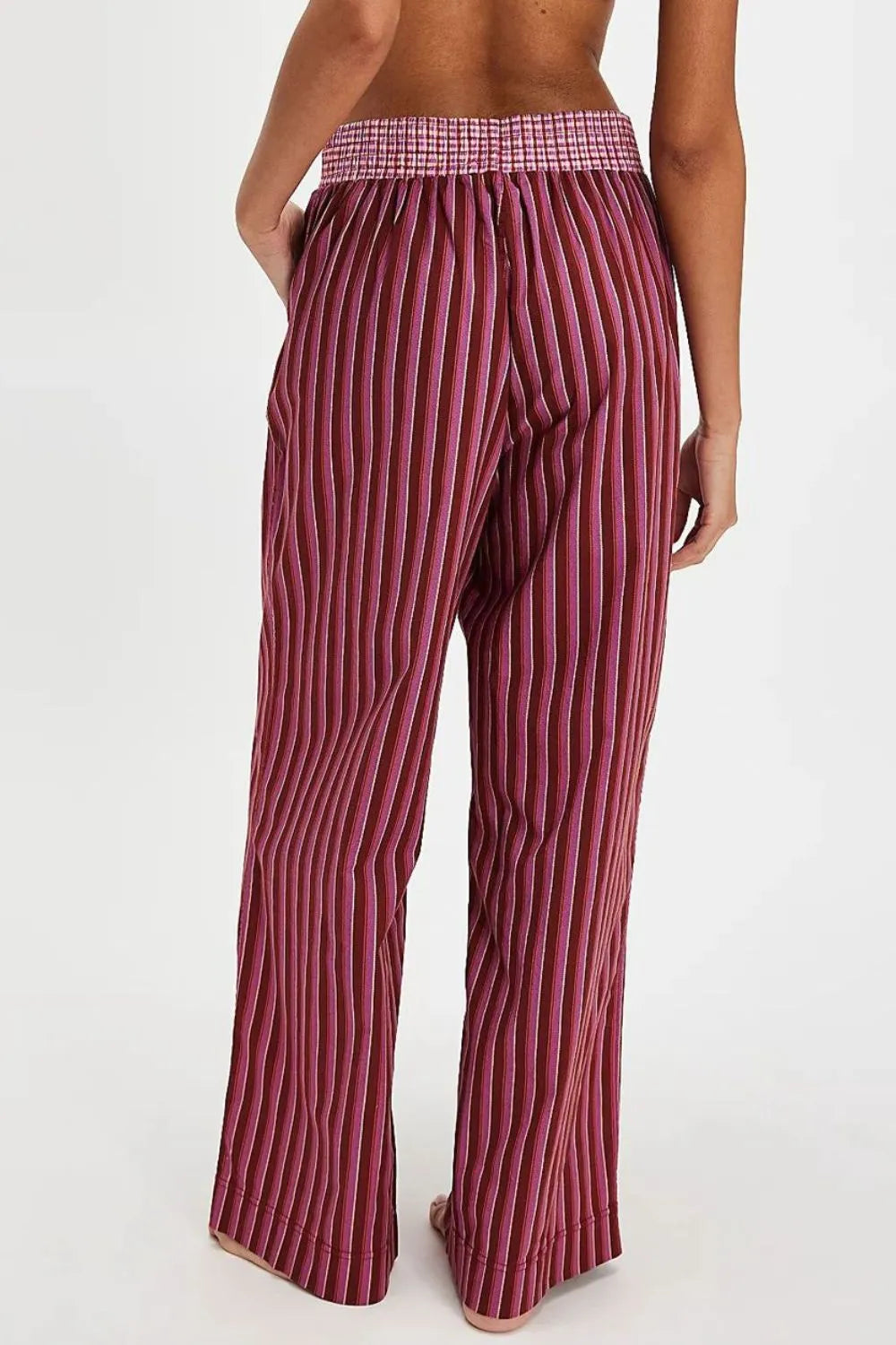 Striped Wide Leg Pants in Deep Purple