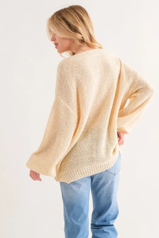 And The Why Sequined Pullover Sweater in Cream