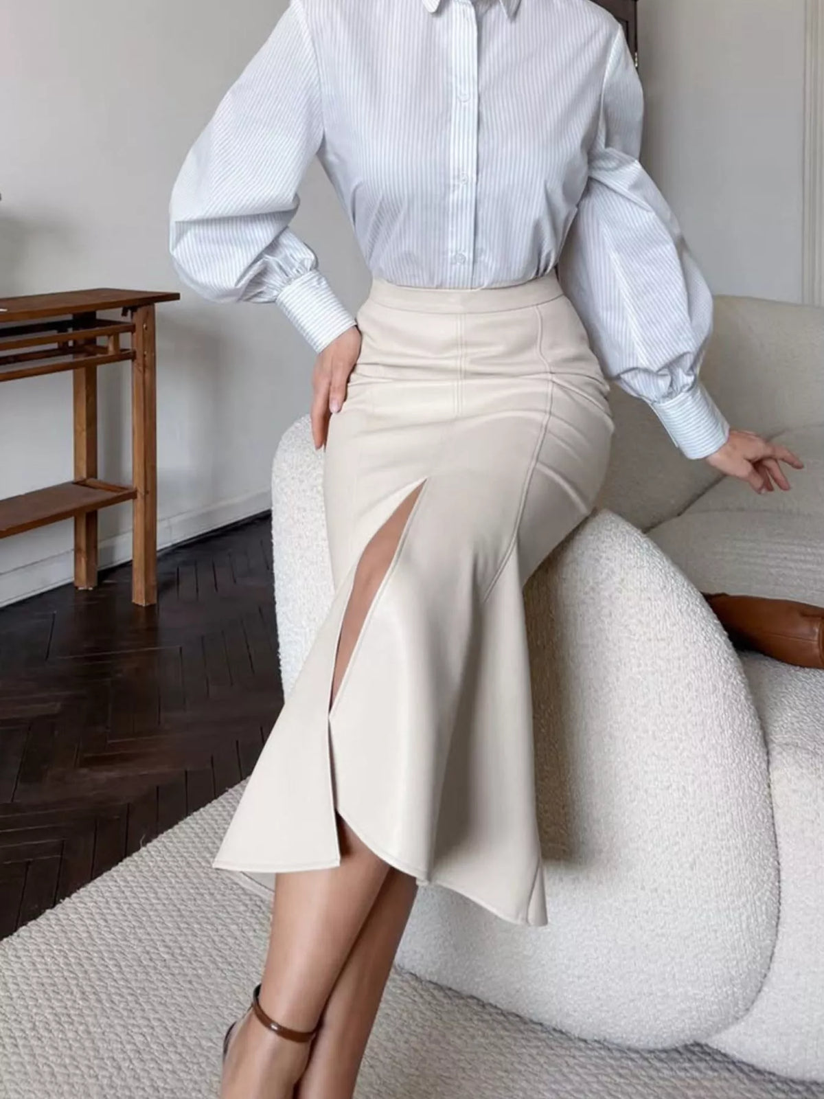 Mermaid Midi Skirt with Side Slit
