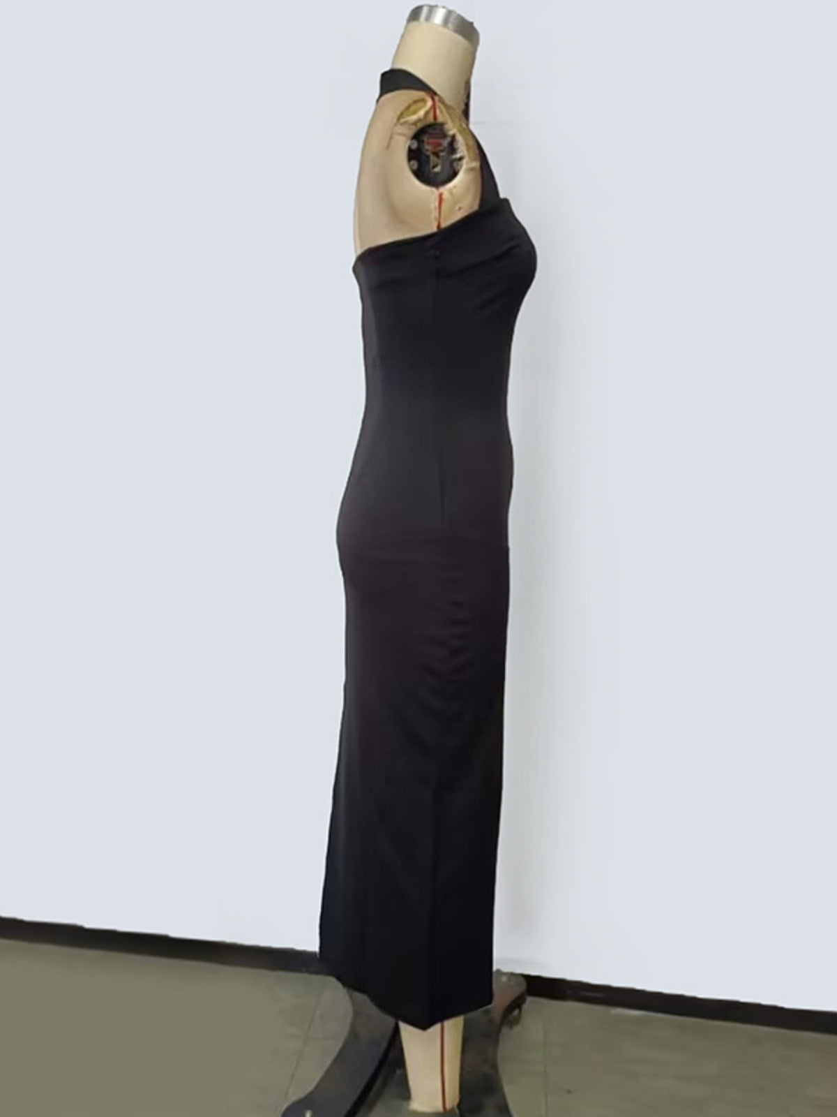 Halter Neck Bodycon Midi Dress in Black