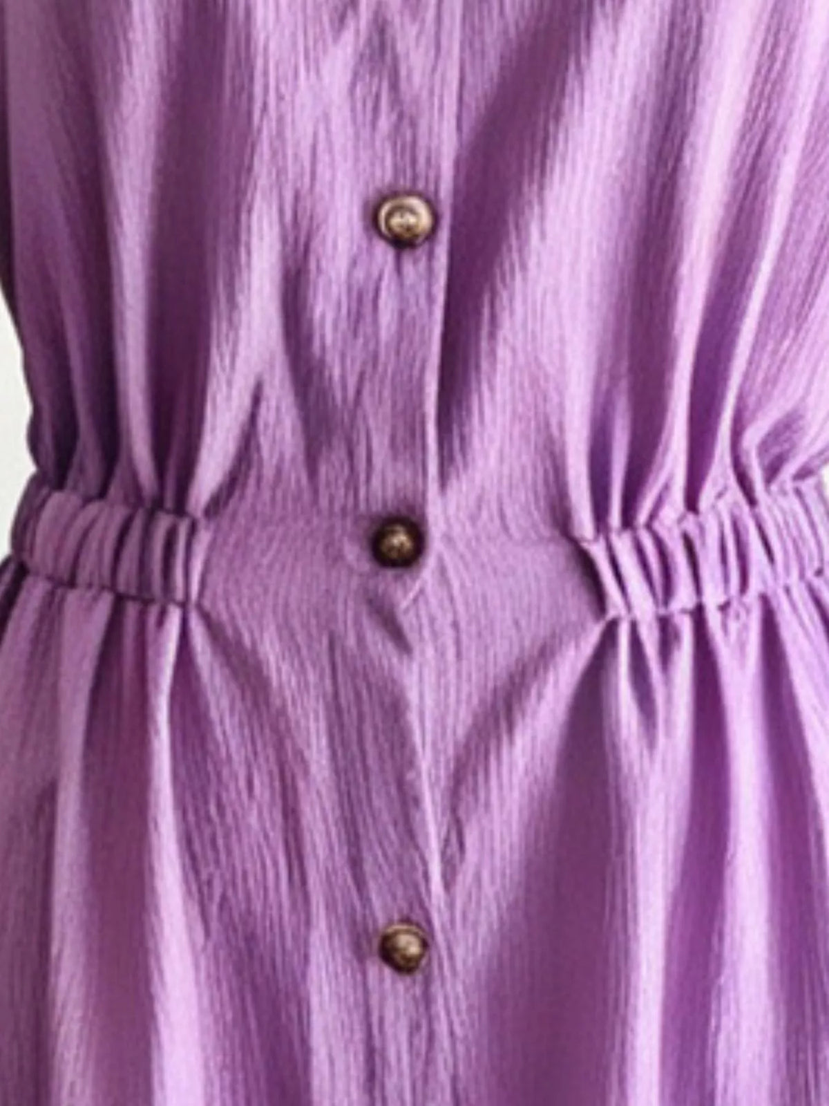 Textured Button-Down Long Sleeve Maxi Dress