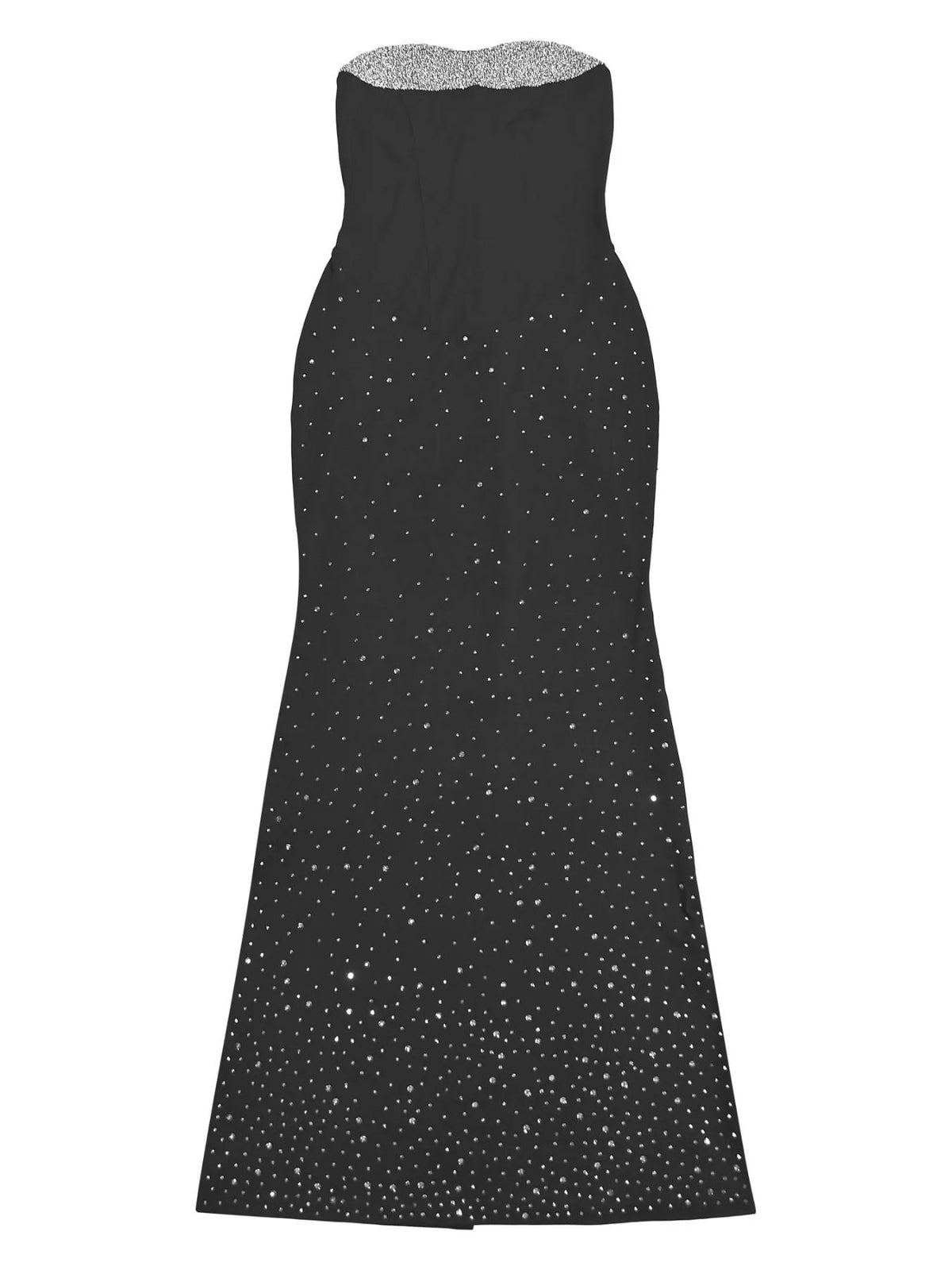 Rhinestone Slit Tube Maxi Dress in Black