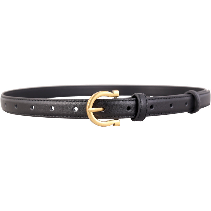 Ilussa Leather Belt with Golden Buckle — Classic Trio