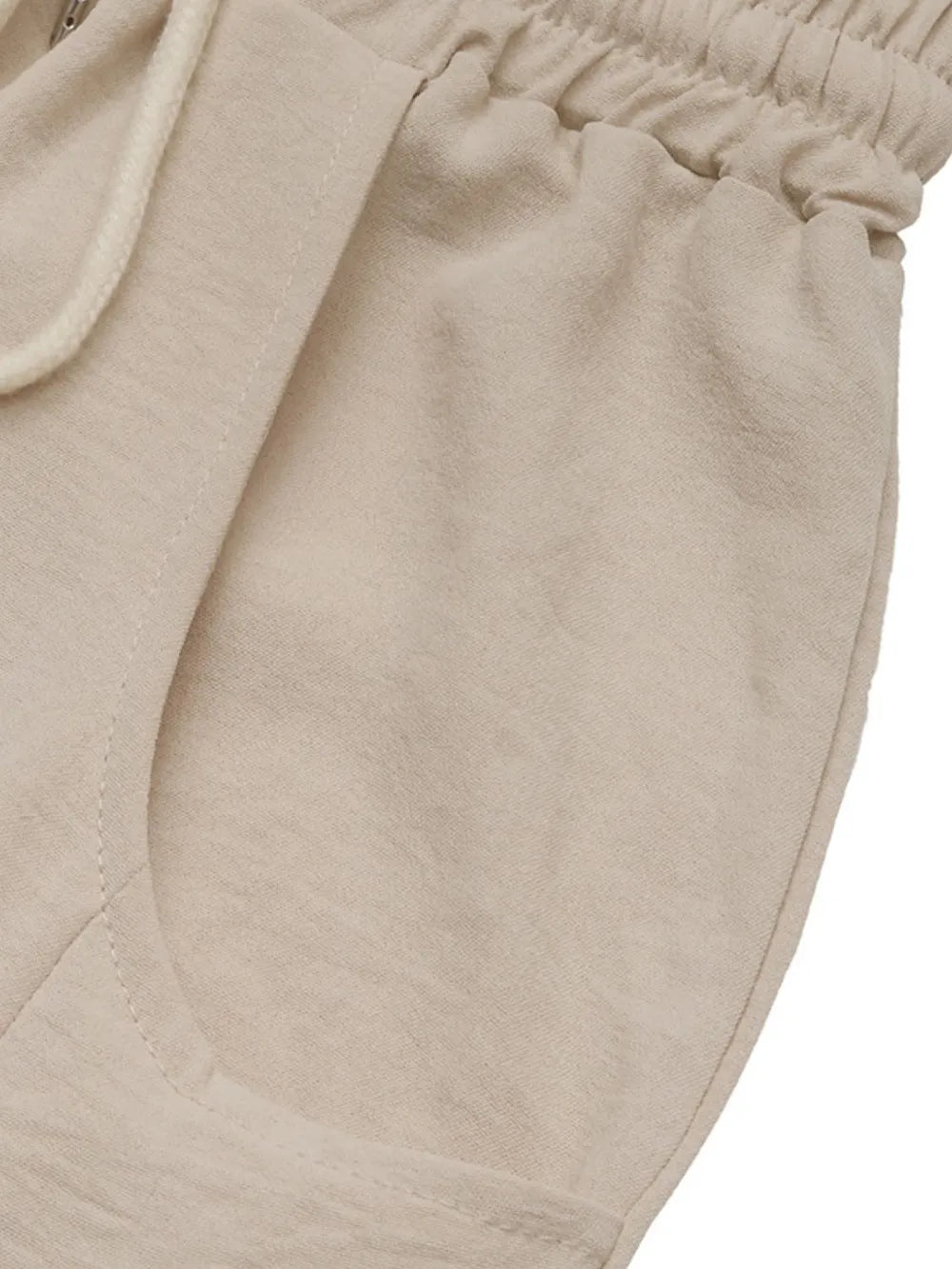 Drawstring Wide Leg Pants in Tan