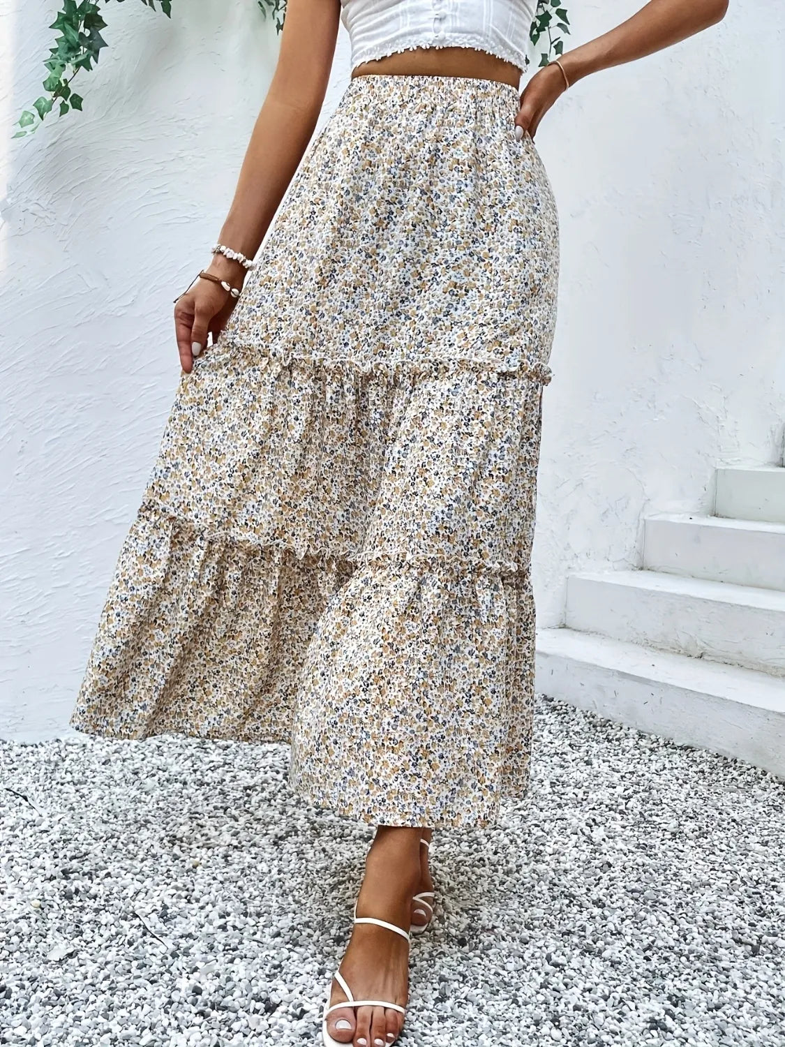 Tiered Frill Skirt in Dust Storm by Macido
