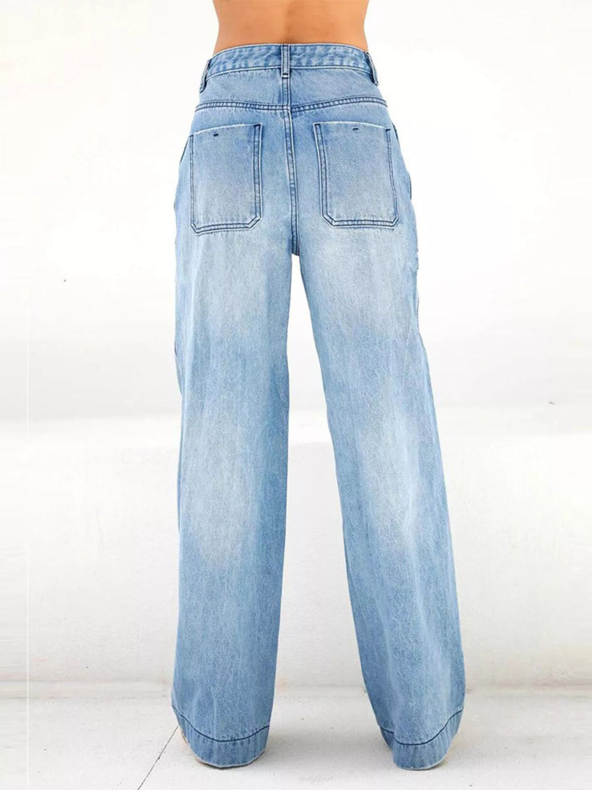 High-Waisted Wide-Leg Jeans in Dark Blue by Dreamy Drapes