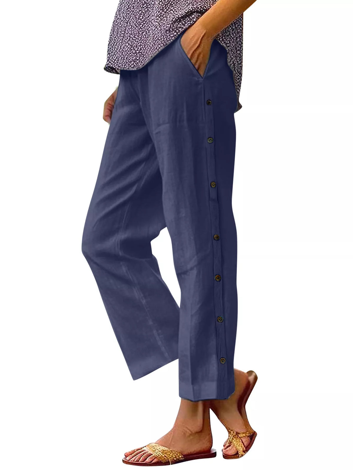Side Button Detail Pants