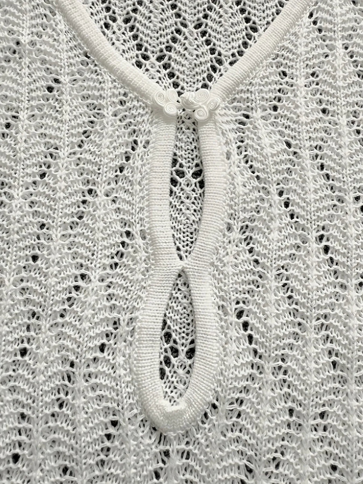 Openwork Knit Dress in White