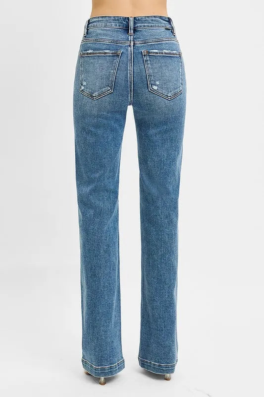 Risen Bootcut Jeans with Cat's Whisker Detail in Medium