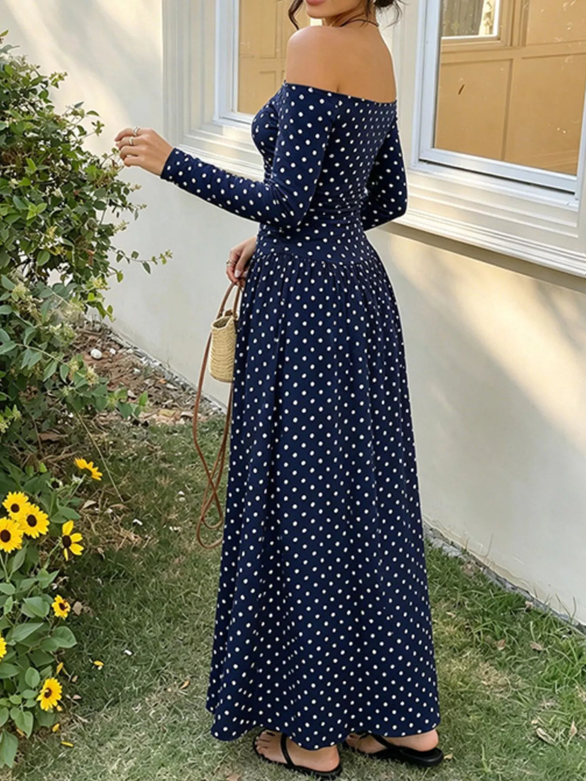 Off-the-Shoulder Ruched Maxi Dress
