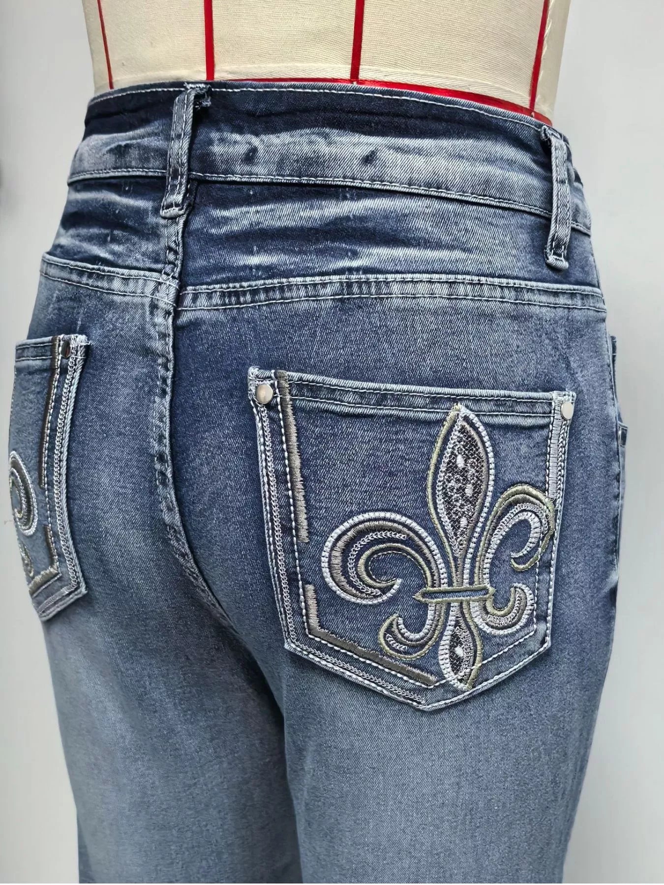 High-Waisted Flare Leg Jeans in Light Blue