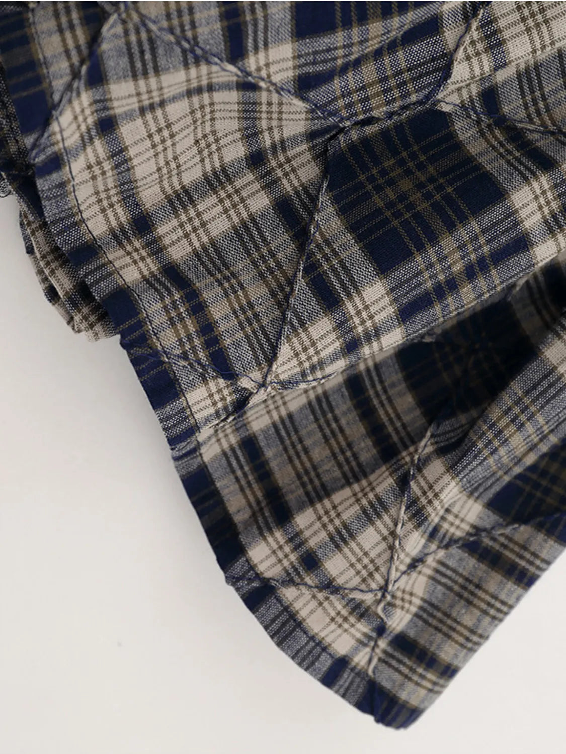 Drawstring Plaid Skort in Black